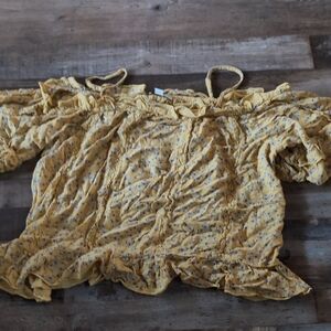 American Eagle Outfitters Yellow Floral Ruffle Blouse